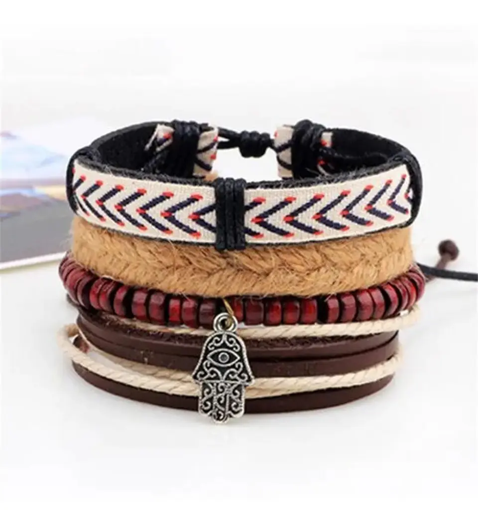 Pulsera Manilla Brazalete Cuero Mano De Fatima Hombre Mujer 6