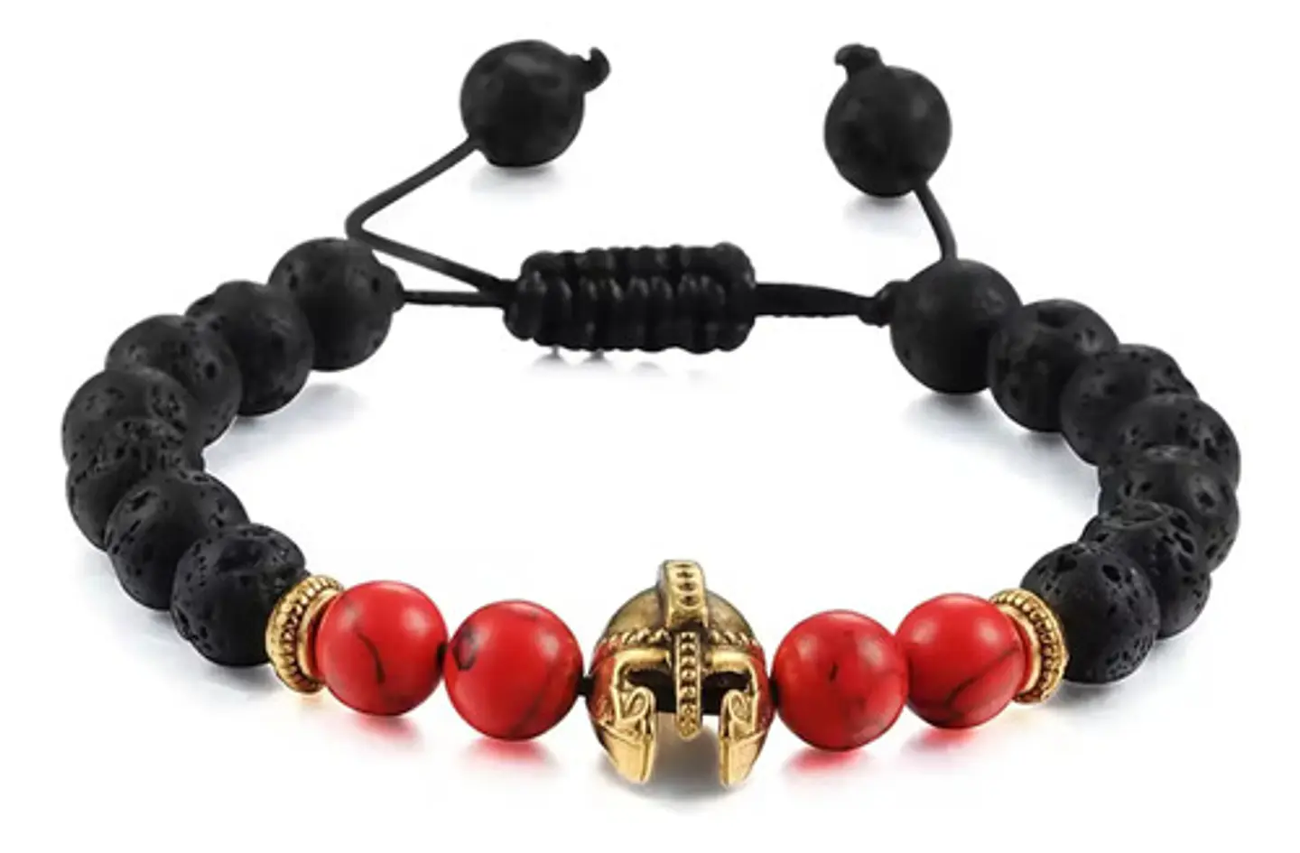 Pulsera Manilla Casco Guerrero Piedras Naturales Para Hombre 1