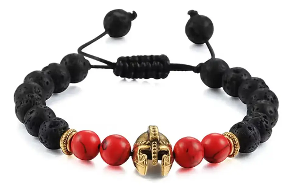 Pulsera Manilla Casco Guerrero Piedras Naturales Para Hombre 1
