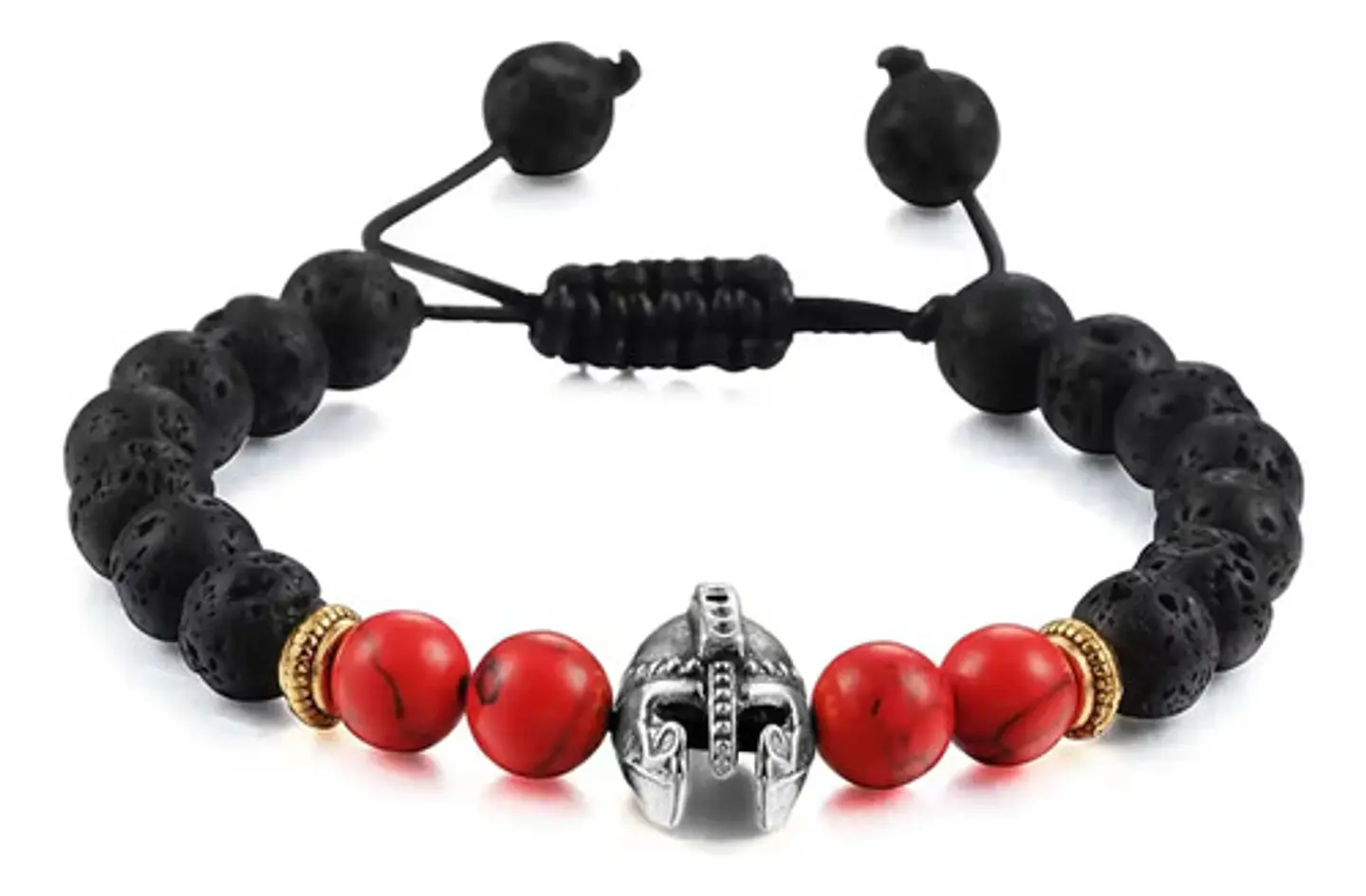 Pulsera Manilla Casco Guerrero Piedras Naturales Para Hombre 14