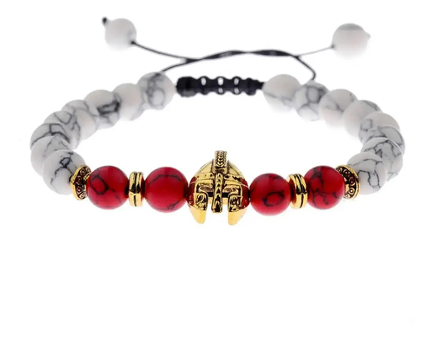 Pulsera Manilla Casco Guerrero Piedras Naturales Para Hombre 24
