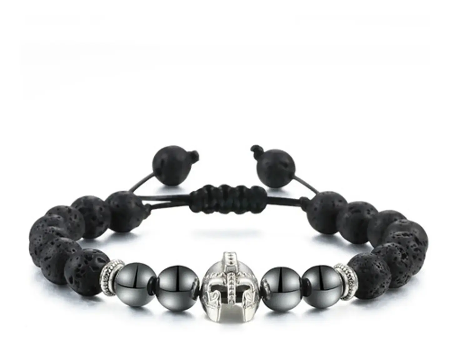 Pulsera Manilla Casco Guerrero Piedras Naturales Para Hombre 25