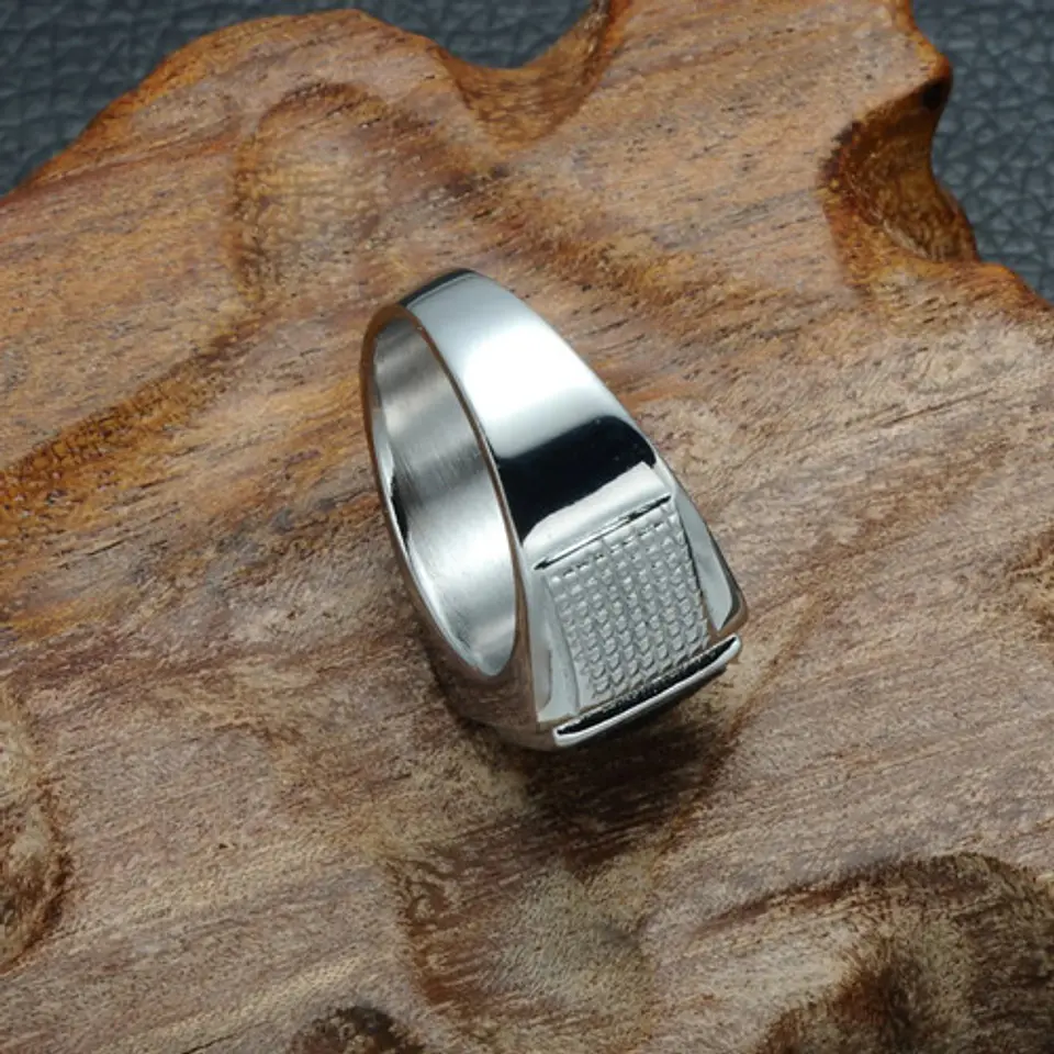 Anillo Piedra Negra Cz Circón Acero Inoxidable Para Hombre 6