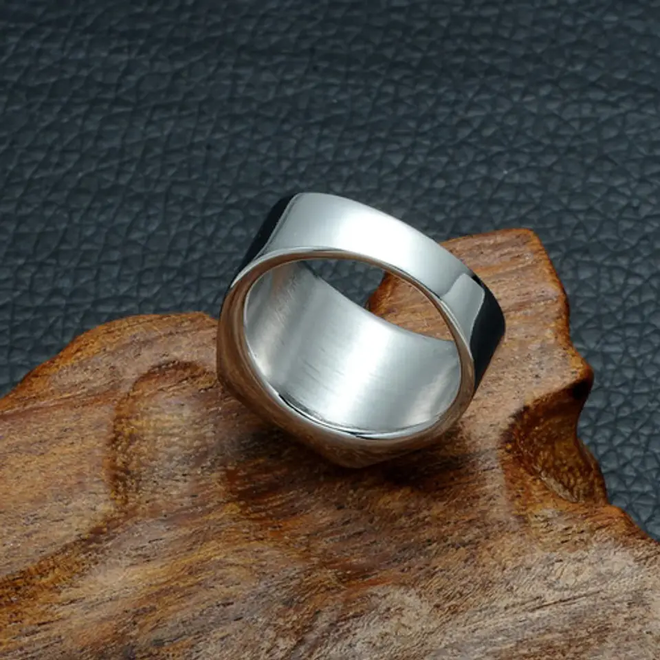 Anillo Piedra Negra Cz Circón Acero Inoxidable Para Hombre 7