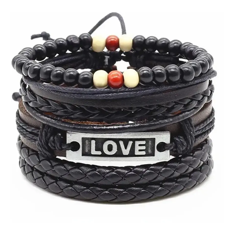 Pulsera Brazalete Manilla Placa Amor Cuero Hombre Y Mujer 14