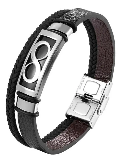 Pulsera Brazalete Infinito Acero Inoxidable Plateado Hombre 