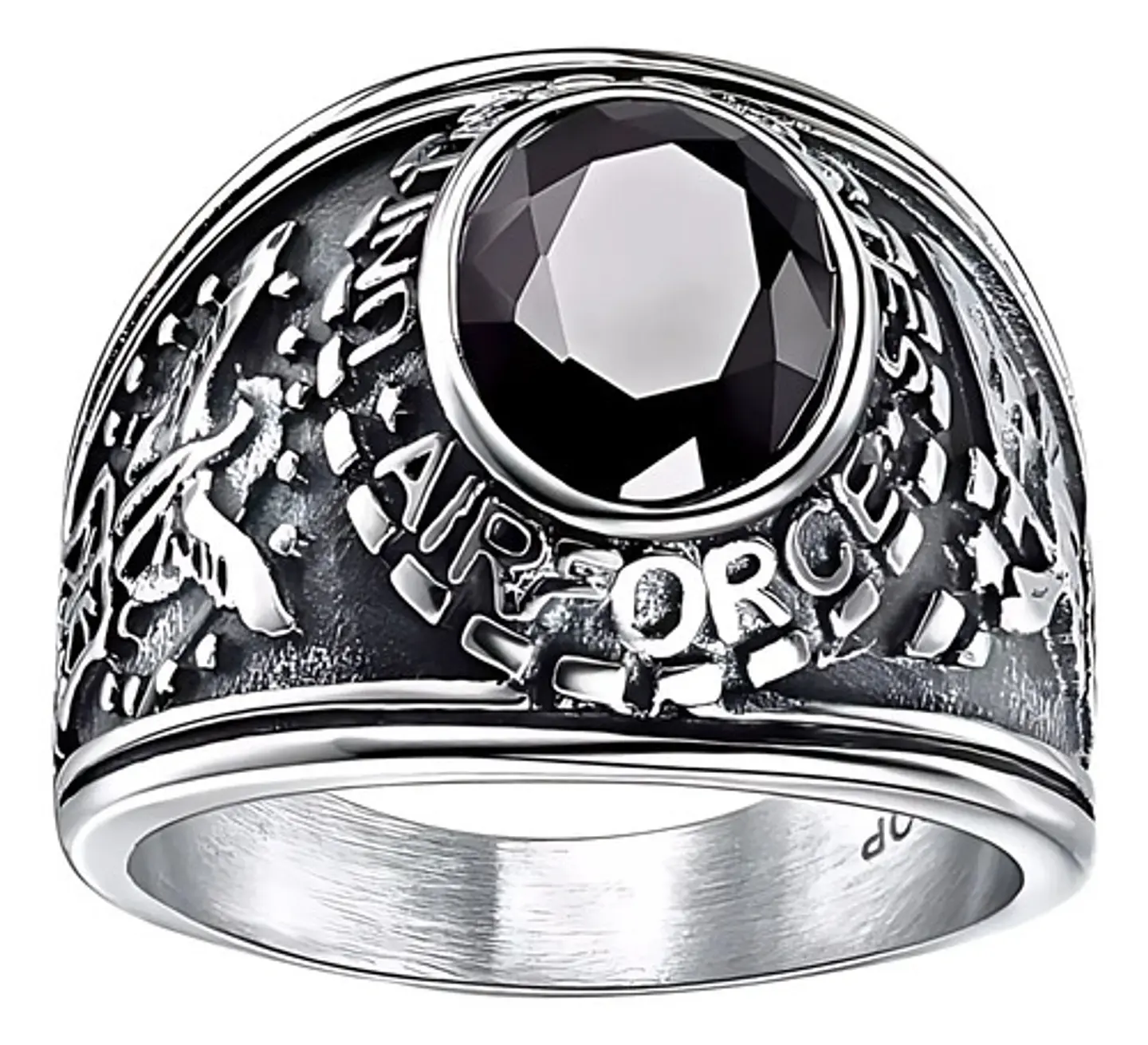 Anillo Militar Ee.uu. Color Plata Acero Inoxidable Hombre 1