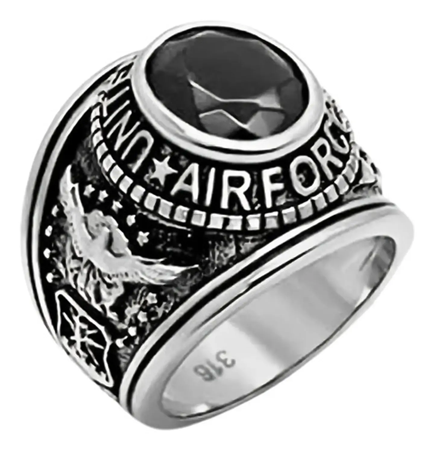 Anillo Militar Ee.uu. Color Plata Acero Inoxidable Hombre 2