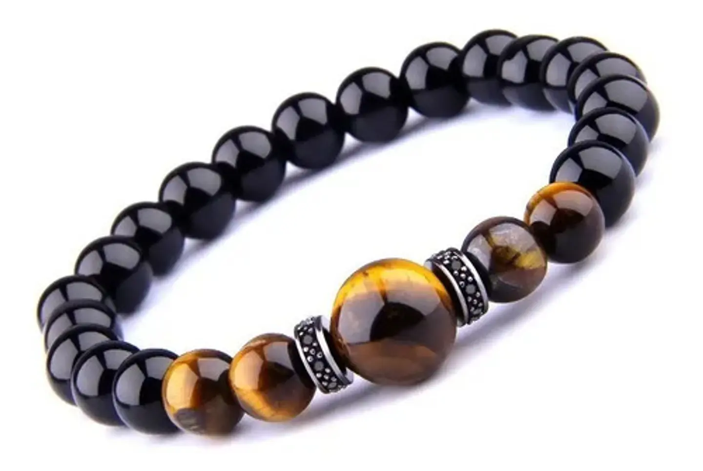 Pulsera Manilla Brazalete Piedra Natural Ojo De Tigre Hombre 3
