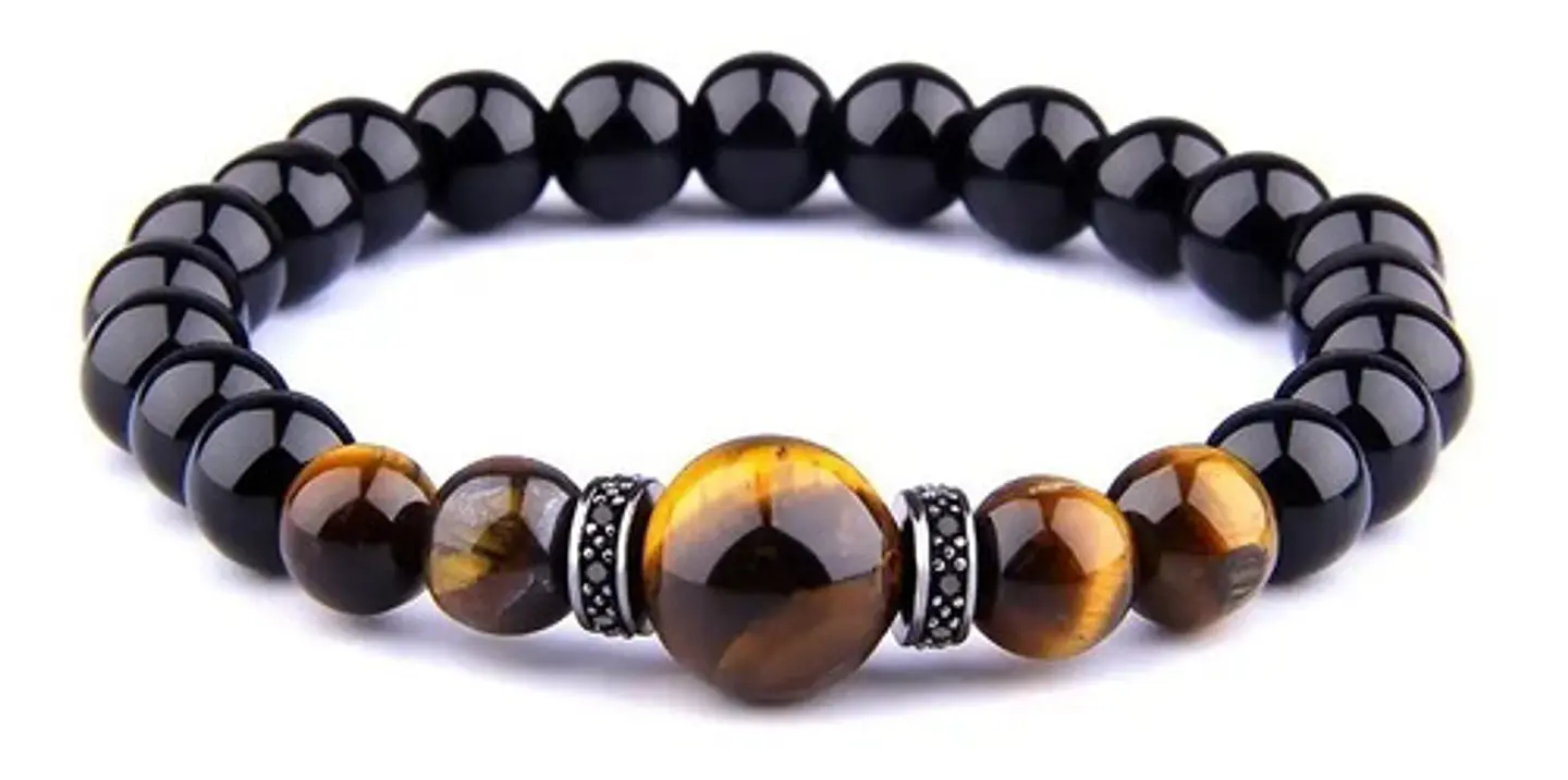 Pulsera Manilla Brazalete Piedra Natural Ojo De Tigre Hombre 4