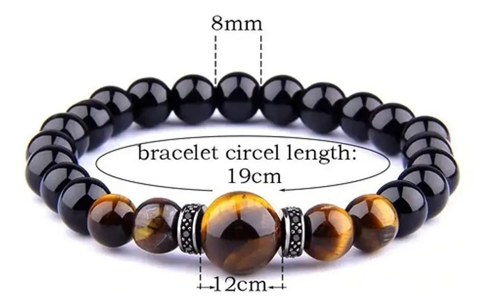 Pulsera Manilla Brazalete Piedra Natural Ojo De Tigre Hombre 5