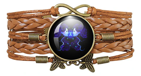 Pulsera Brazalete Manilla Cuero Signos Zodiaco Mujer Hombre
