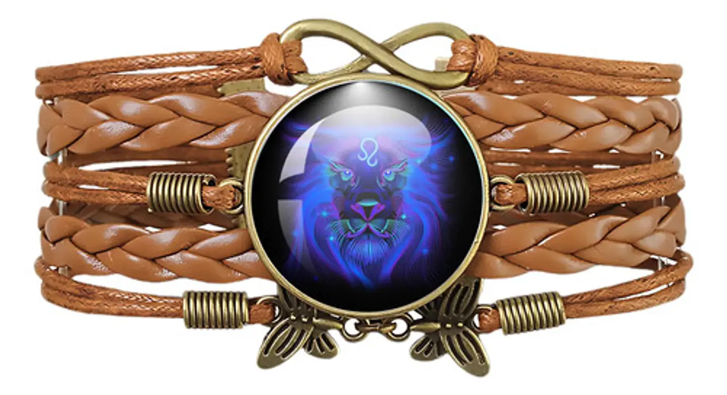 Pulsera Brazalete Manilla Cuero Signos Zodiaco Mujer Hombre 5
