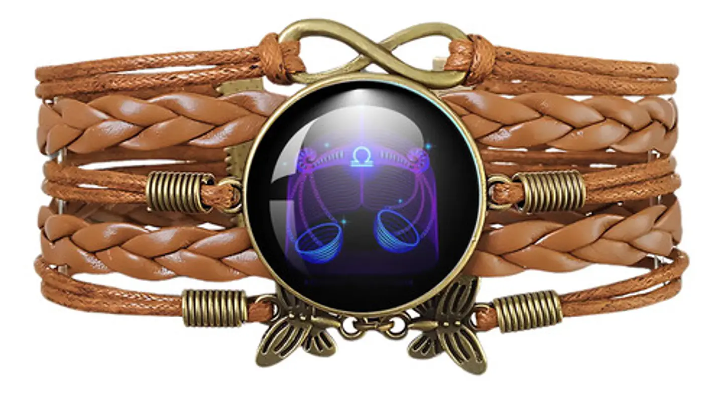 Pulsera Brazalete Manilla Cuero Signos Zodiaco Mujer Hombre 13