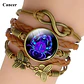 Pulsera Brazalete Manilla Cuero Signos Zodiaco Mujer Hombre - Miniatura 22