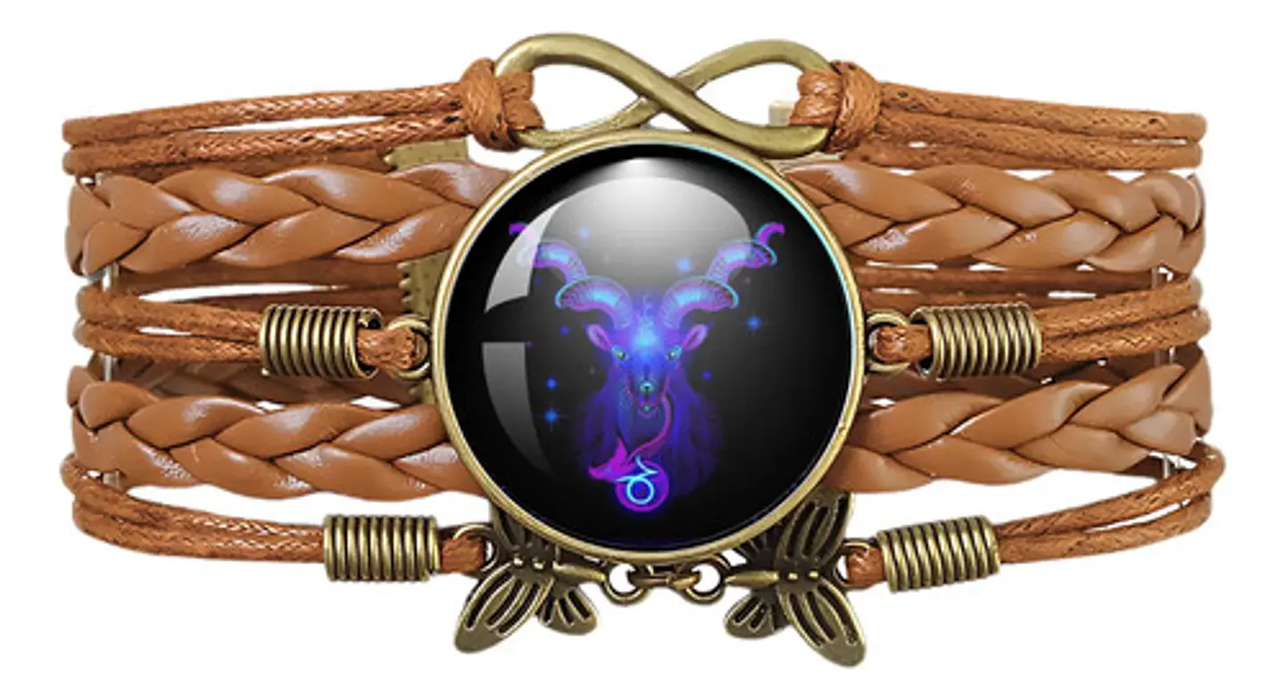 Pulsera Brazalete Manilla Cuero Signos Zodiaco Mujer Hombre 25