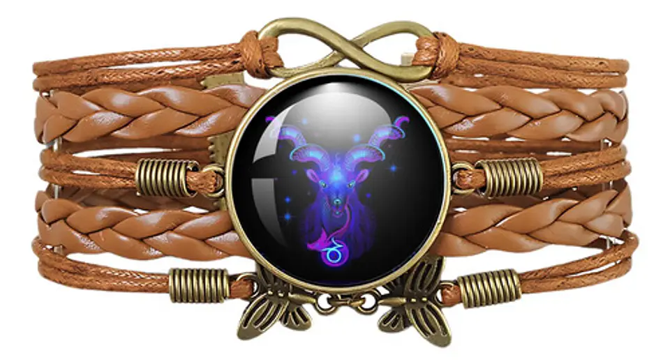 Pulsera Brazalete Manilla Cuero Signos Zodiaco Mujer Hombre 25