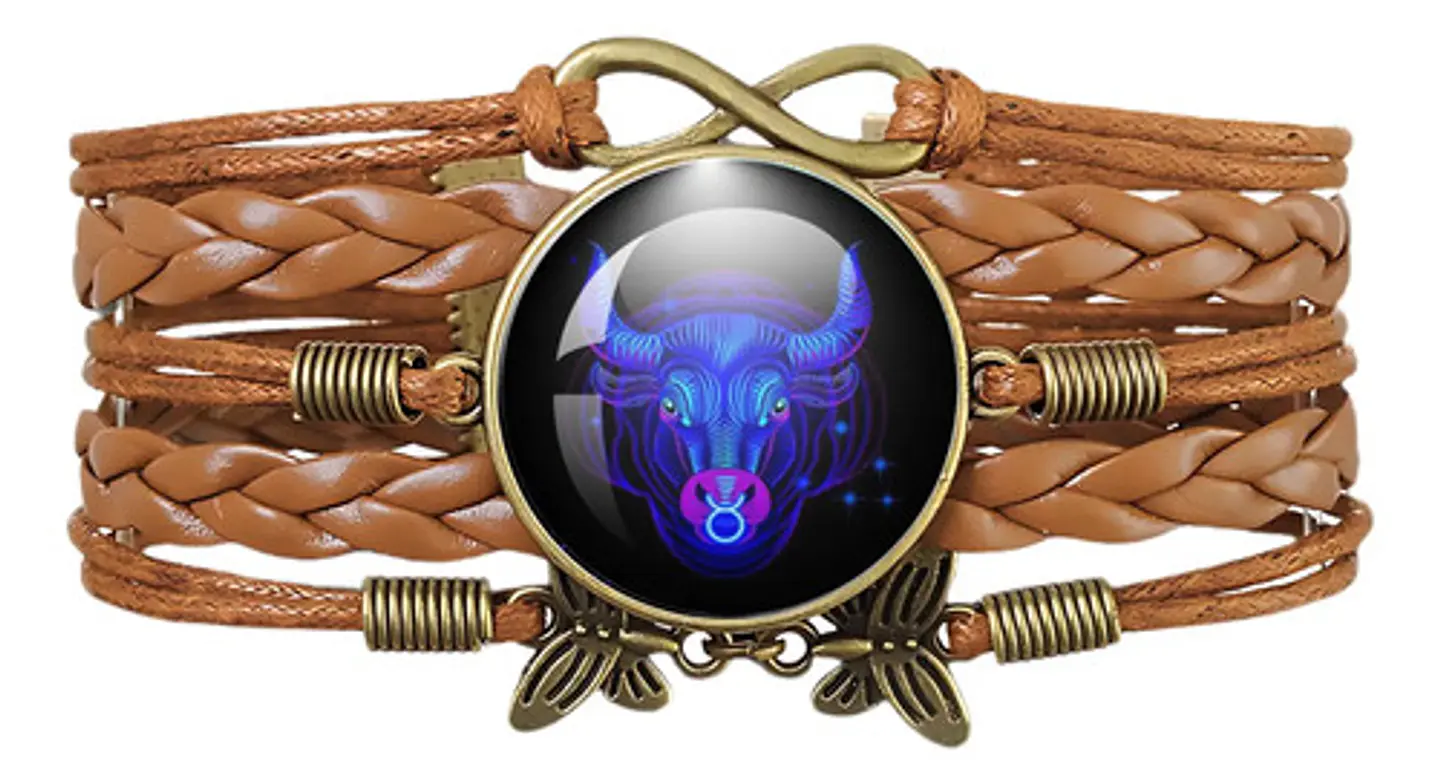 Pulsera Brazalete Manilla Cuero Signos Zodiaco Mujer Hombre 37