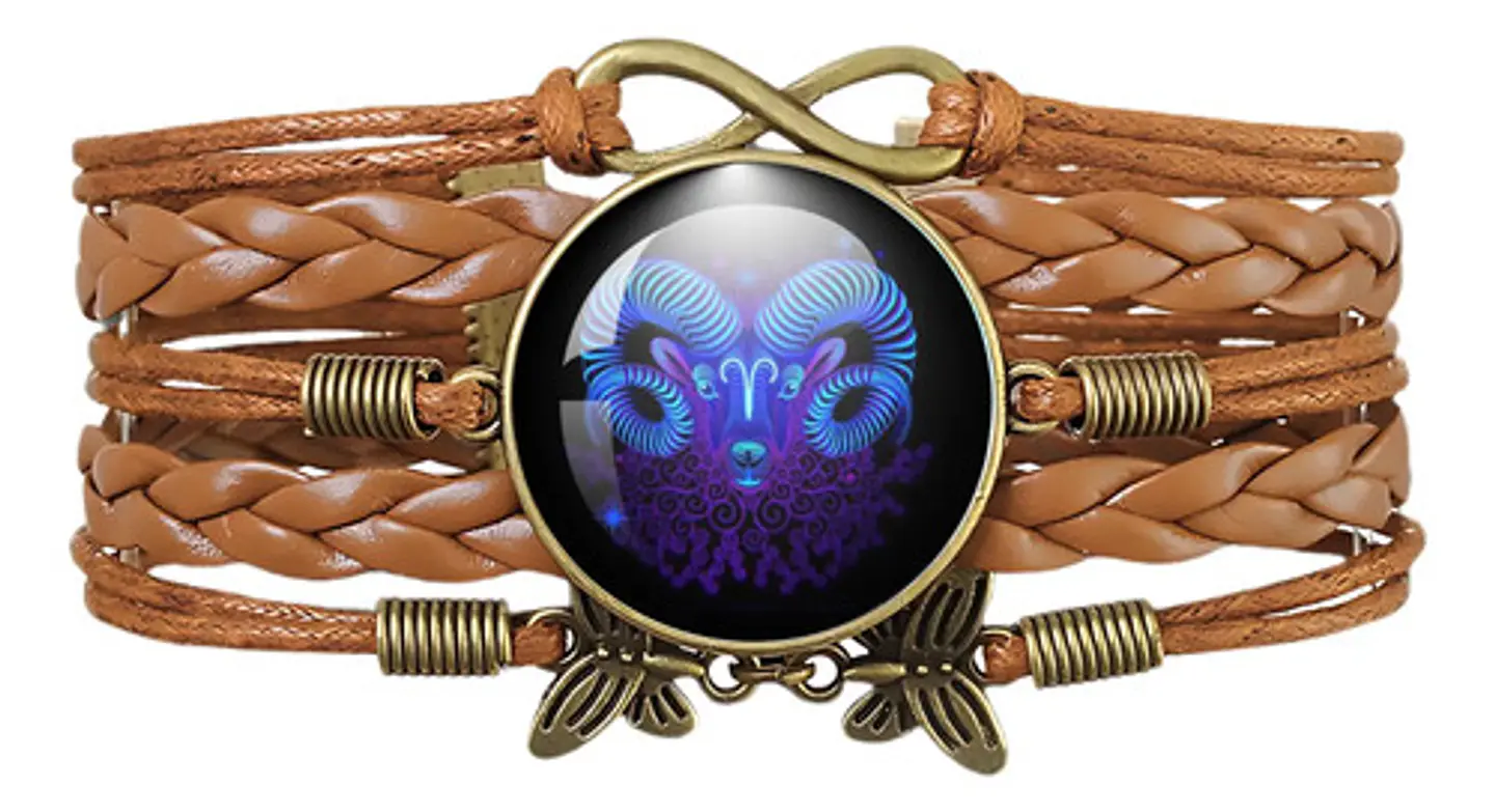 Pulsera Brazalete Manilla Cuero Signos Zodiaco Mujer Hombre 41