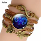 Pulsera Brazalete Manilla Cuero Signos Zodiaco Mujer Hombre - Miniatura 42