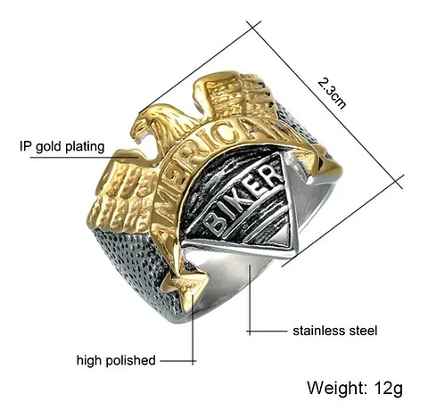 Anillo Acero Inoxidable Águila Color Oro Y Plata Para Hombre