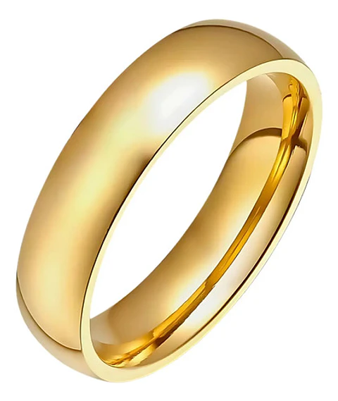 Anillo Color Oro Clásico Banda Acero Inoxidable Hombre Mujer