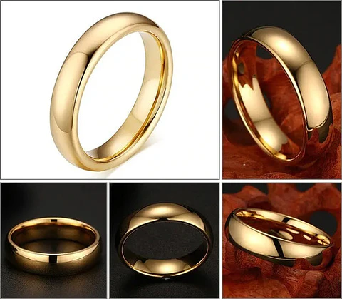 Anillo Color Oro Clásico Banda Acero Inoxidable Hombre Mujer