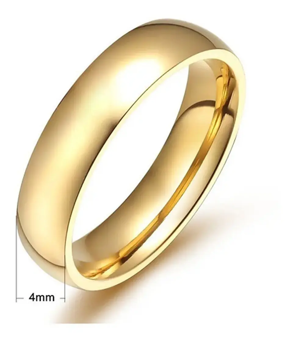 Anillo Color Oro Clásico Banda Acero Inoxidable Hombre Mujer 3