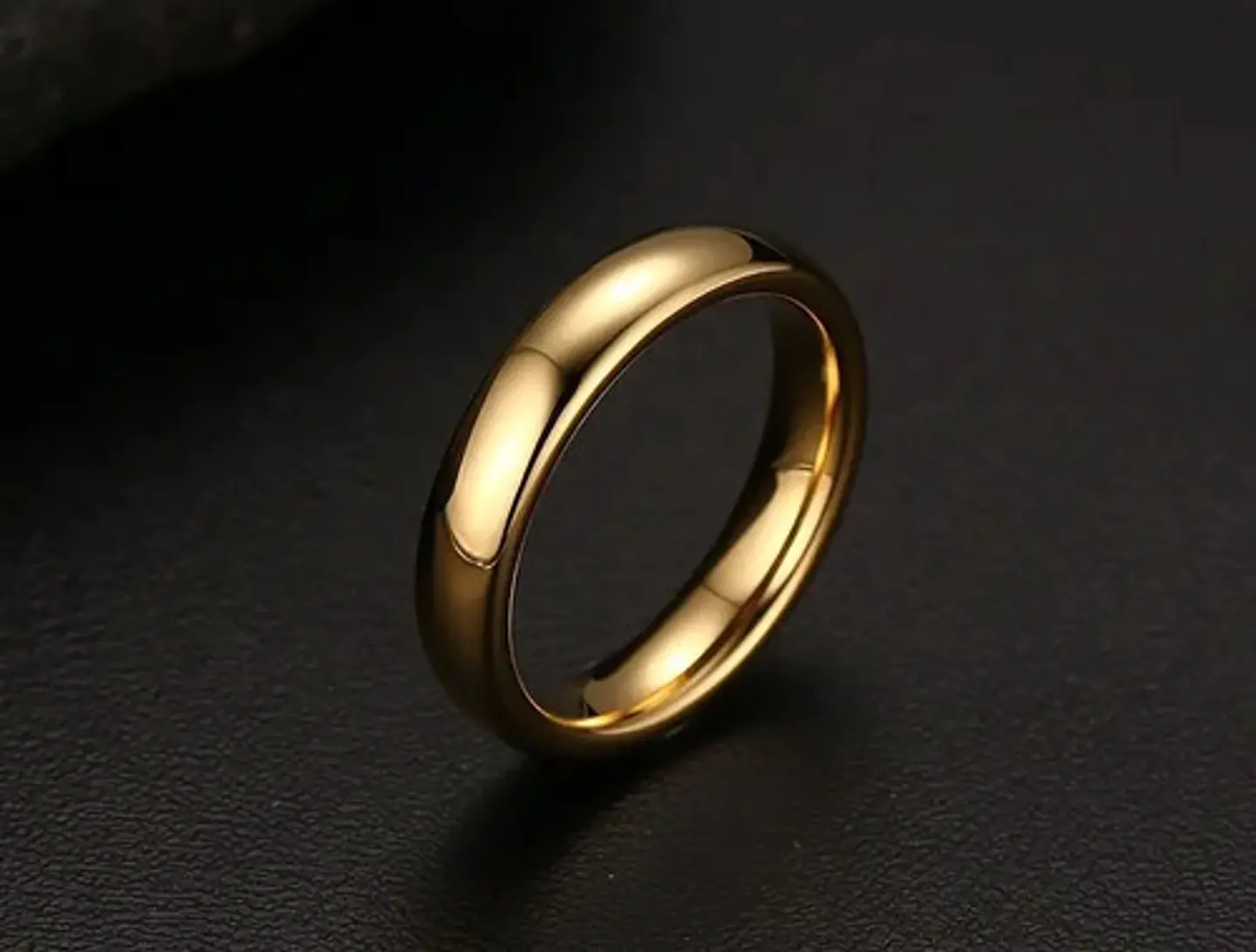 Anillo Color Oro Clásico Banda Acero Inoxidable Hombre Mujer 4