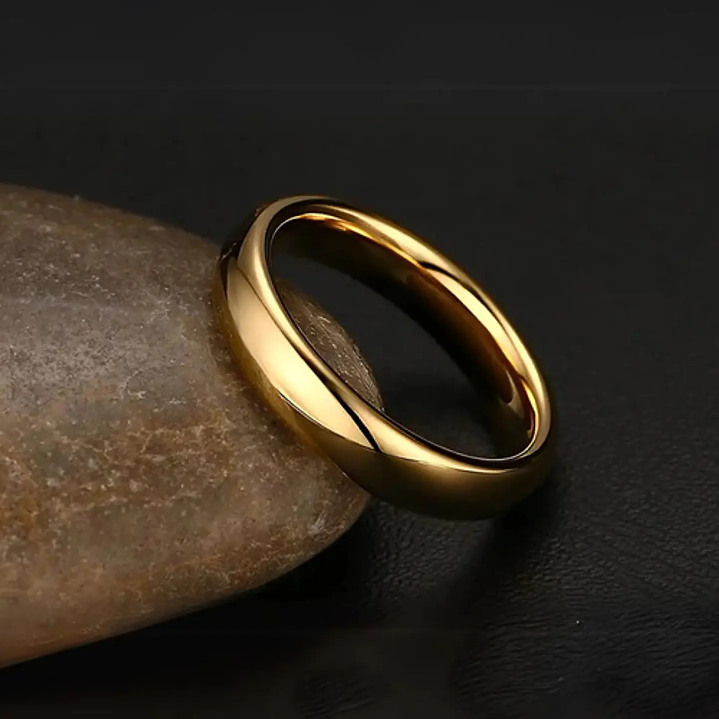Anillo Color Oro Clásico Banda Acero Inoxidable Hombre Mujer 5