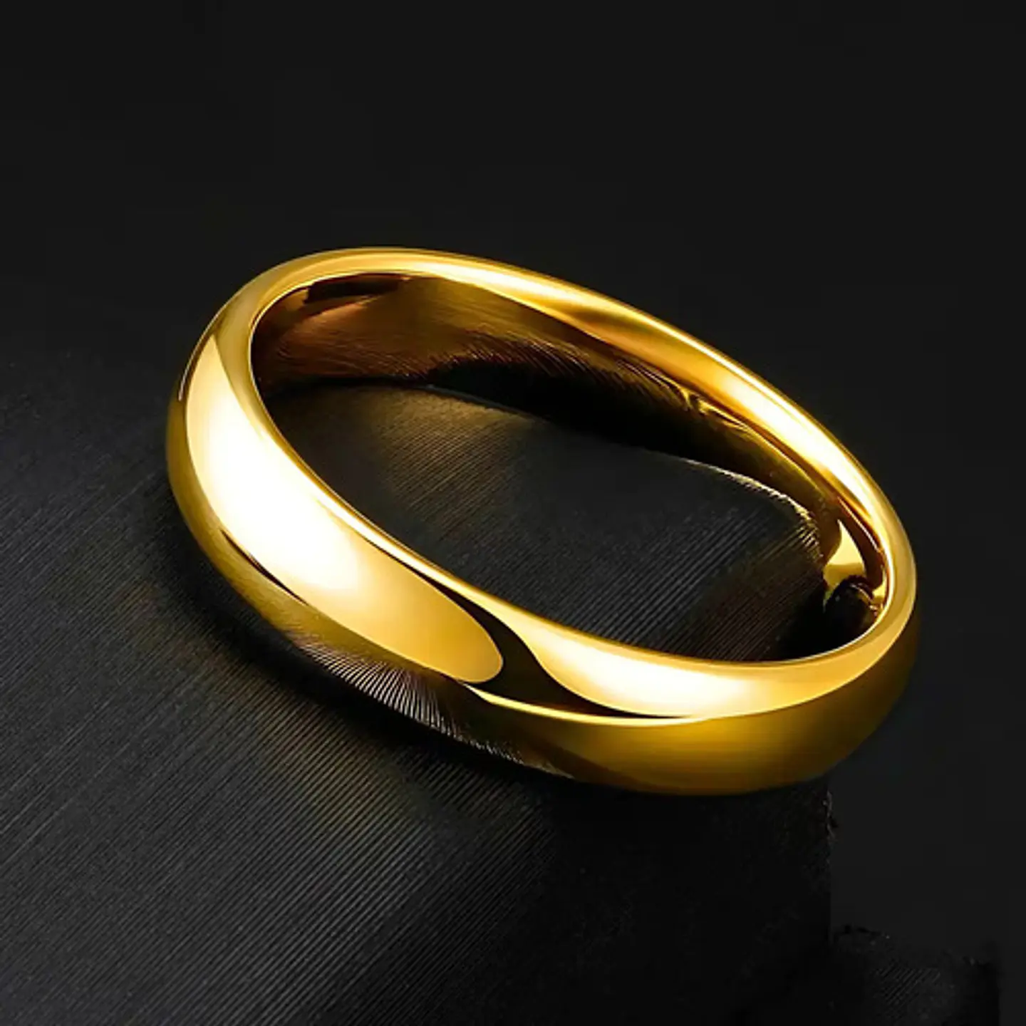 Anillo Color Oro Clásico Banda Acero Inoxidable Hombre Mujer 6