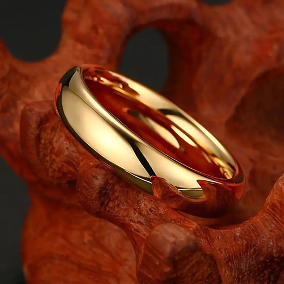 Anillo Color Oro Clásico Banda Acero Inoxidable Hombre Mujer 7