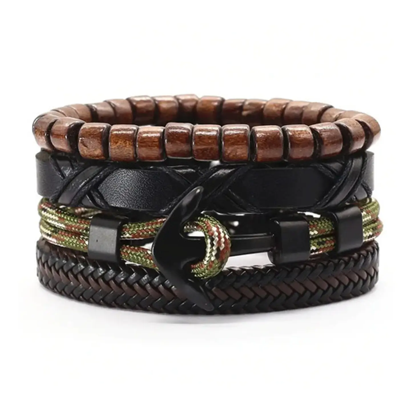 Pulsera Brazalete Manilla Ancla Cuero Genuino Hombre Mujer 1