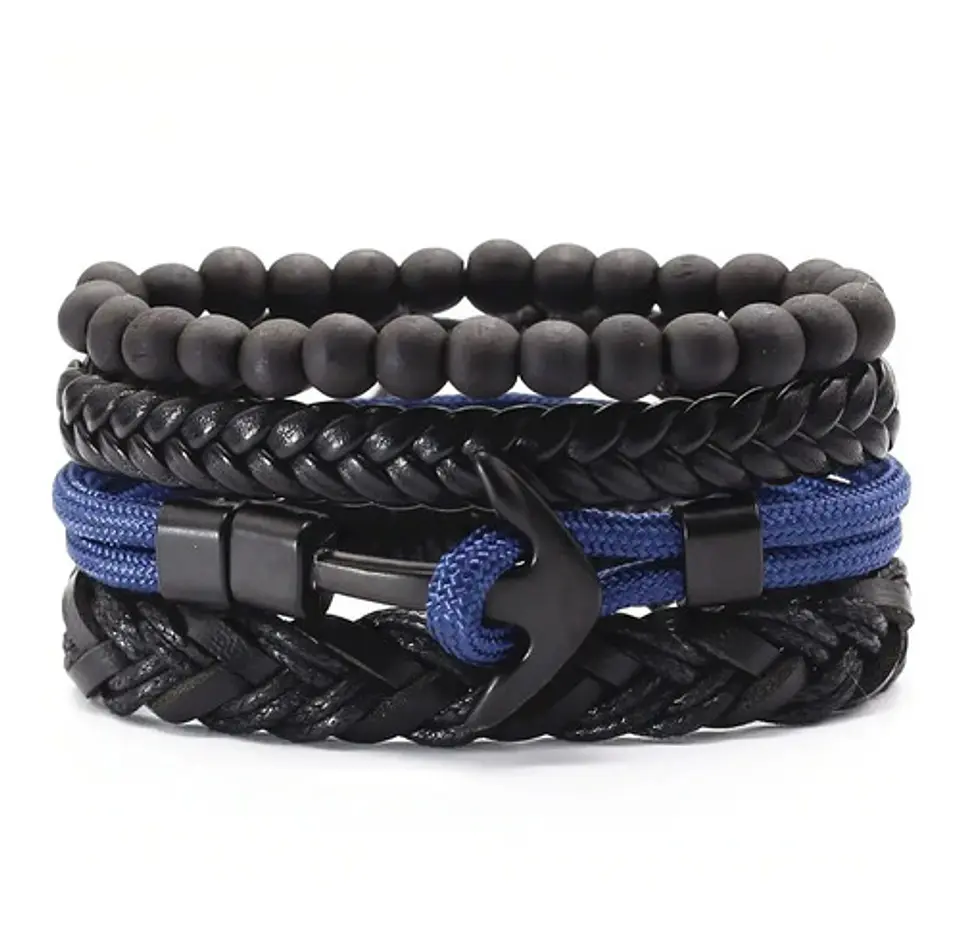 Pulsera Brazalete Manilla Ancla Cuero Genuino Hombre Mujer 3