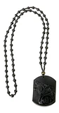 Collar Piedra Obsidiana Lobo Vikingo Amuleto Hombre Mujer   - Miniatura 1