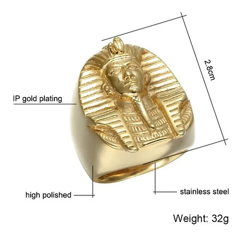 Anillo Egipcio Faraón Acero Inoxidable Color Oro Para Hombre