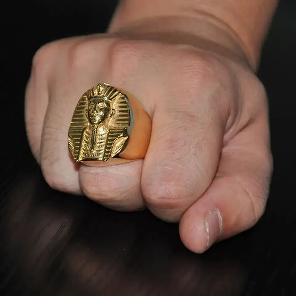 Anillo Egipcio Faraón Acero Inoxidable Color Oro Para Hombre 3