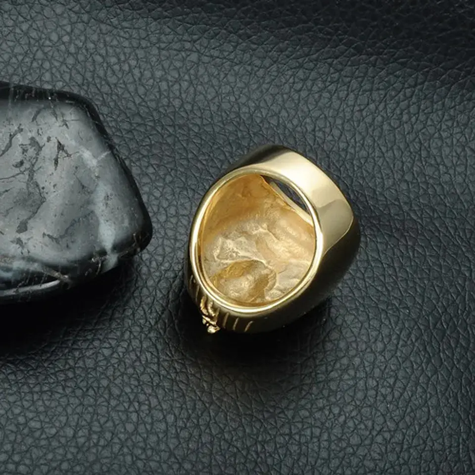 Anillo Egipcio Faraón Acero Inoxidable Color Oro Para Hombre 8