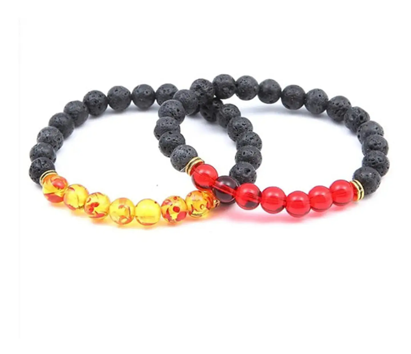 Pulsera Manilla Brazalete Piedras Rojas Volcánicas Hombre 7