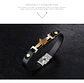 Pulsera Manilla Acero Inoxidable Águila Cuero Negro Hombre - Miniatura 2