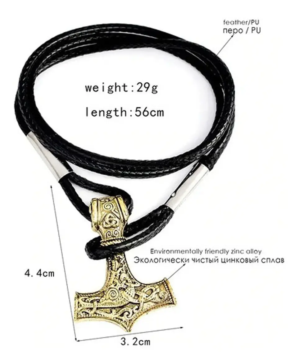 Pulsera Brazalete Manilla Martillo Mjolnir Vikingo Hombres 5