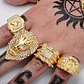 Anillo Color Oro León Piedras Acero Inoxidable Para Hombre - Miniatura 7