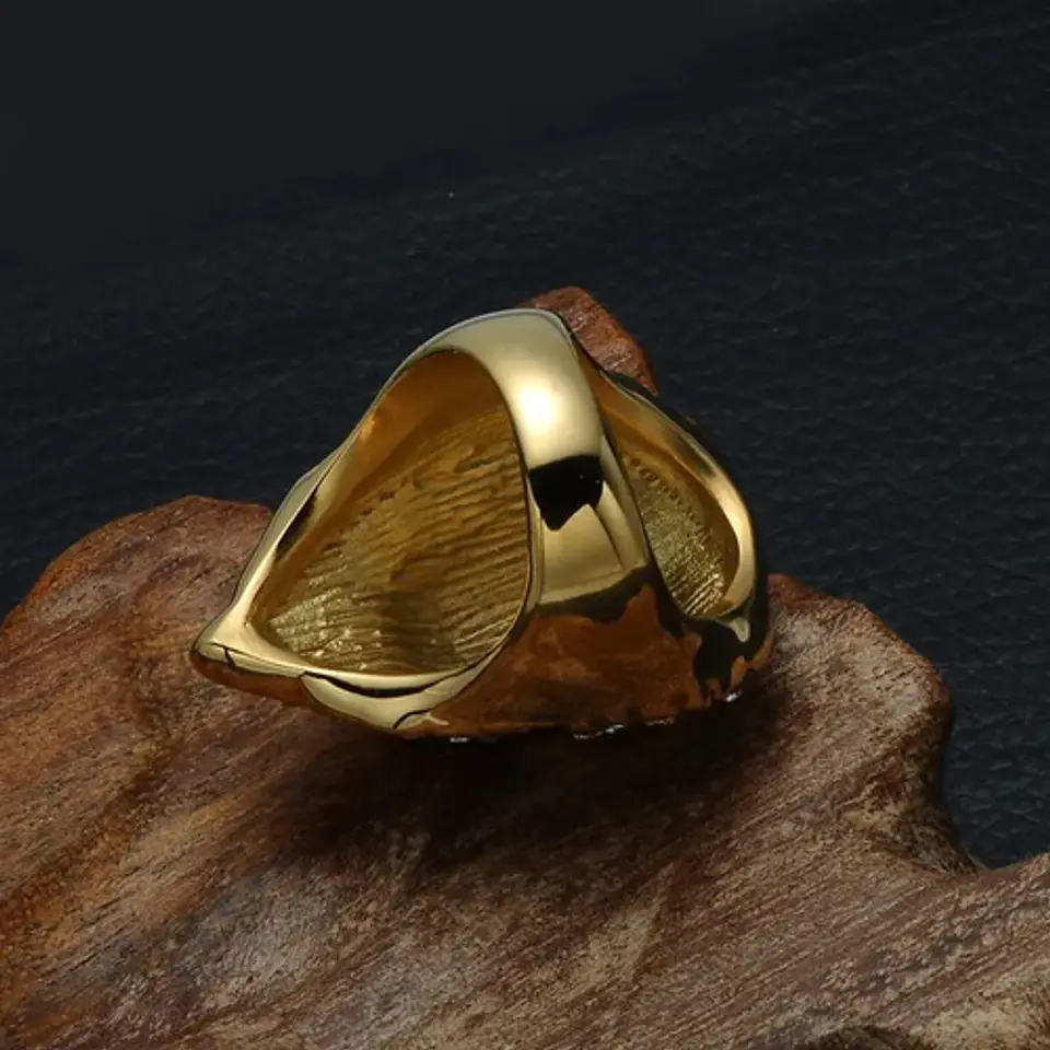 Anillo Color Oro León Piedras Acero Inoxidable Para Hombre 8