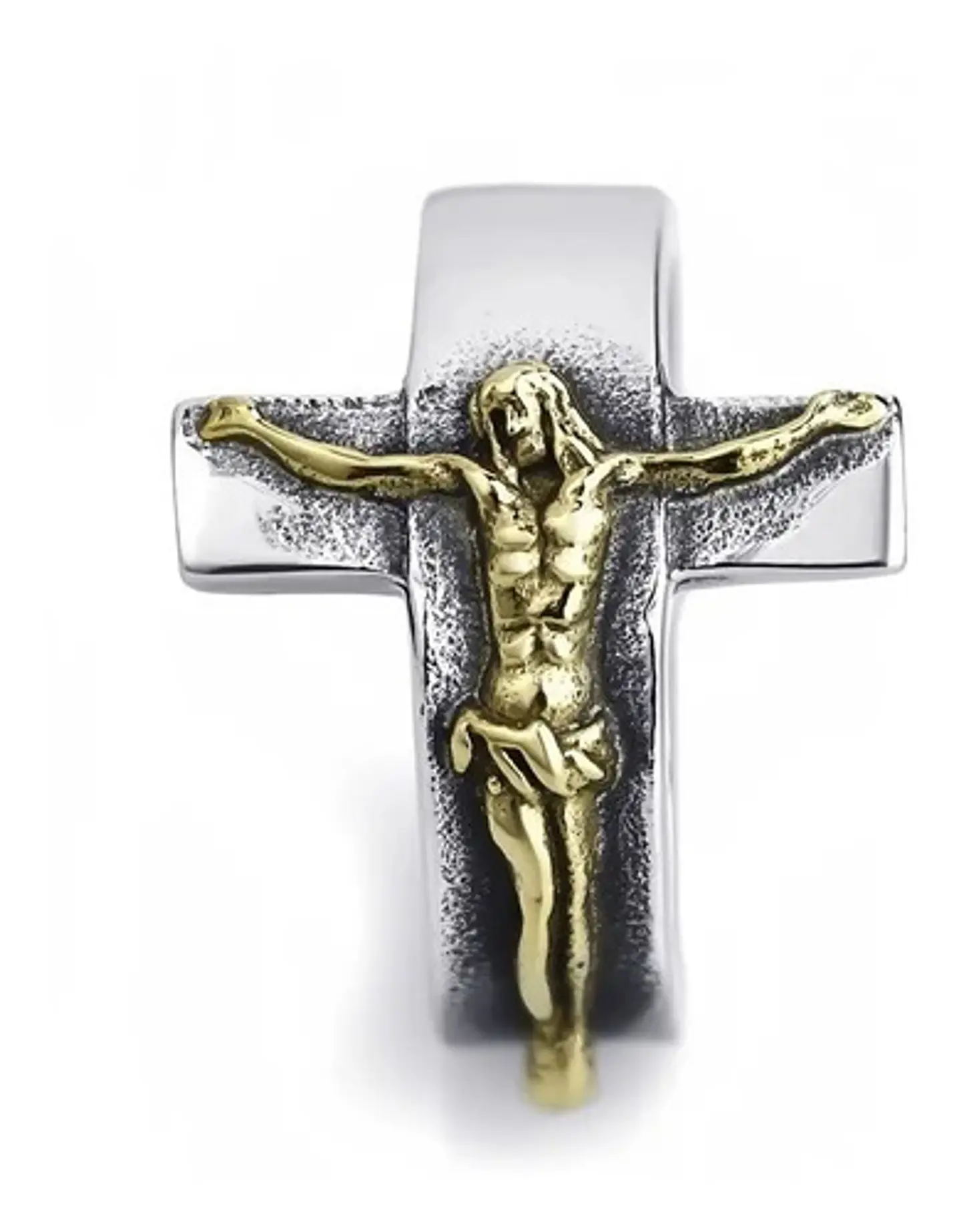 Anillo Jesus Cruz Color Plata Acero Inoxidable Para Hombre 4