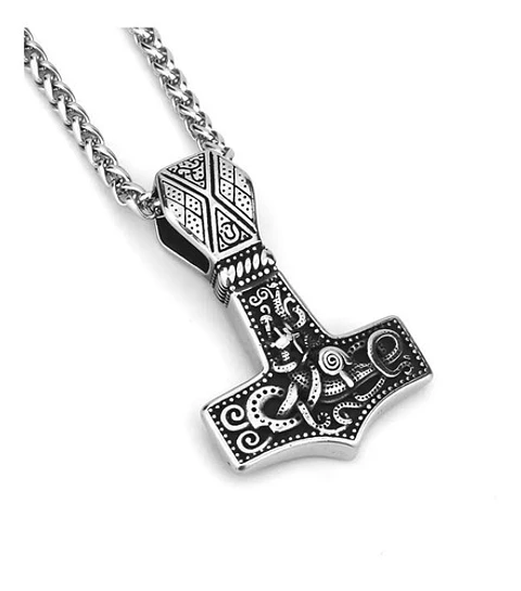 Collar Colgante Vikingo Martillo Mjolnir Amuleto Para Hombre