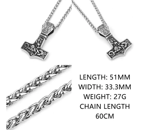 Collar Colgante Vikingo Martillo Mjolnir Amuleto Para Hombre