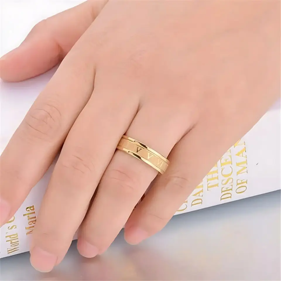Anillo Argolla Anillo Numeros Romano Acero Inoxidable Hombre 6