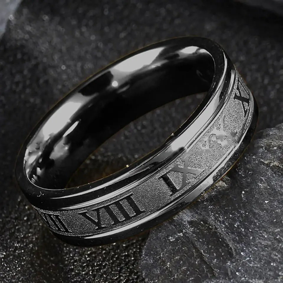 Anillo Argolla Anillo Numeros Romano Acero Inoxidable Hombre 8