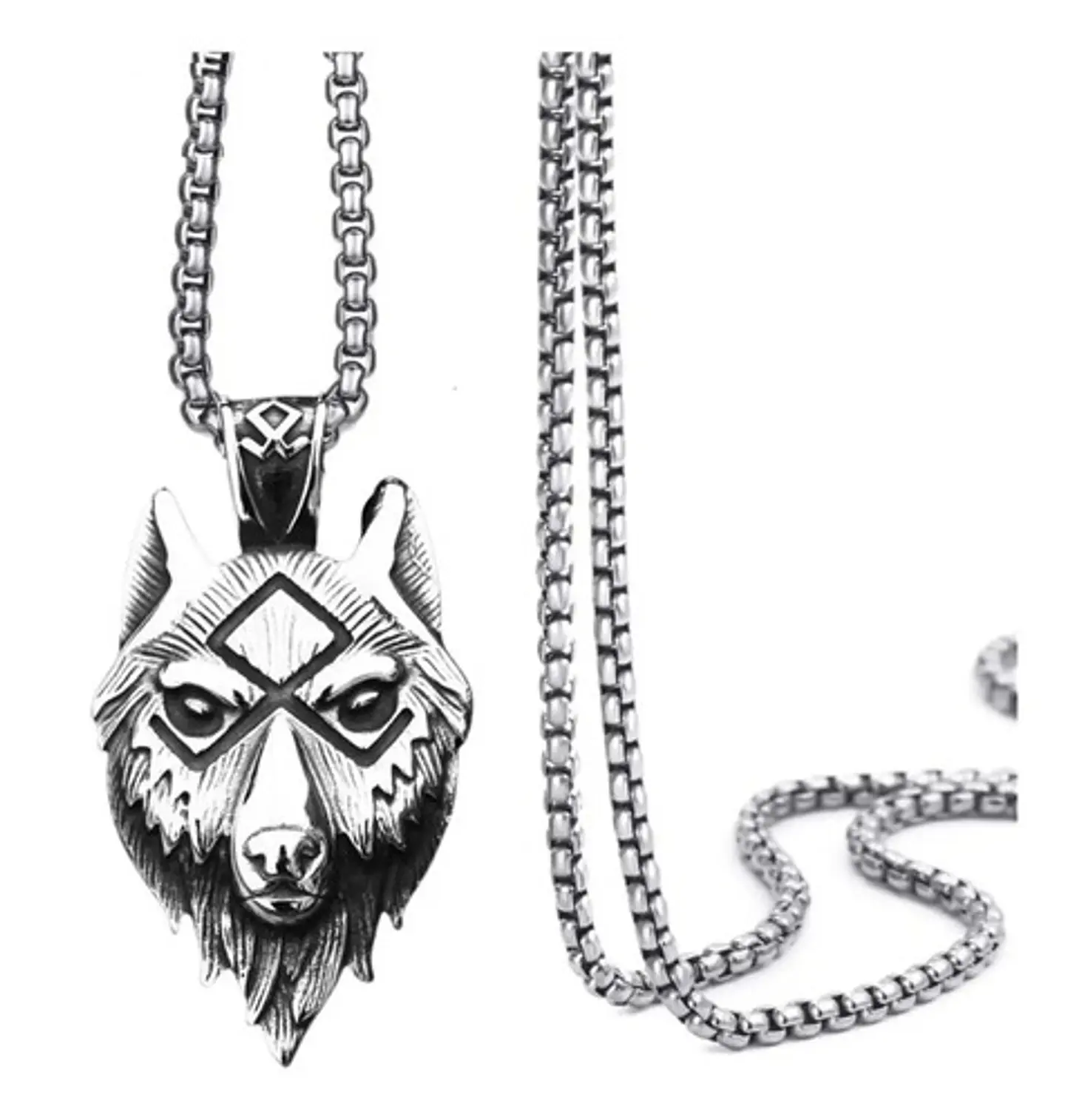 Collar Cabeza Colgante Lobo Nórdico Vikingo Salvaje Hombre 1