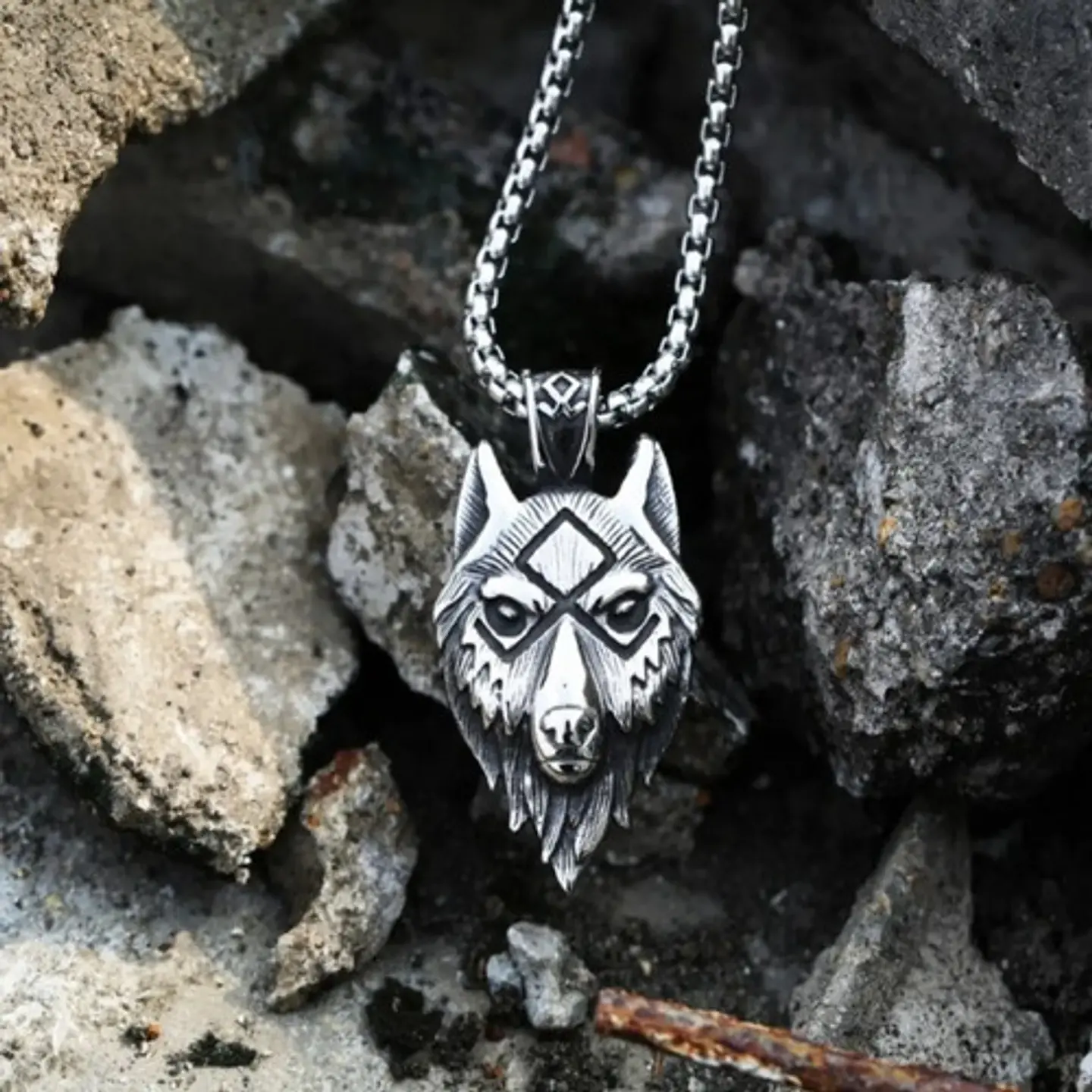 Collar Cabeza Colgante Lobo Nórdico Vikingo Salvaje Hombre 4
